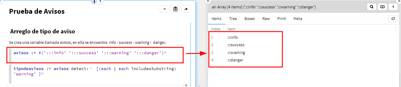  Arreglo, variable avisos 